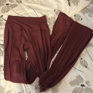 YoungLA for her maroon cross band flare leggings